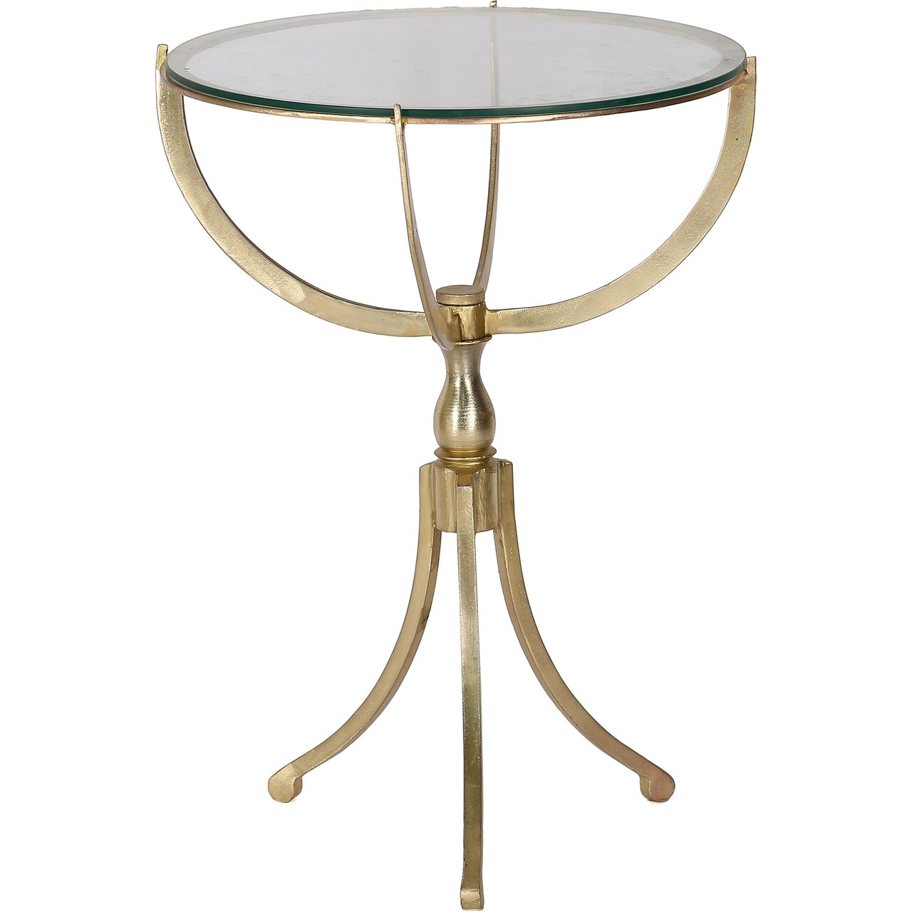 Signature Home Collection 24" Antique Gold Ornamental Tripod Pedestal Accent Table
